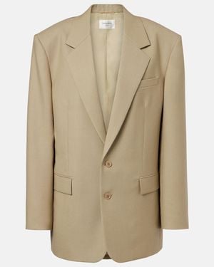 Saint Laurent Wool And Silk Blazer - Natural