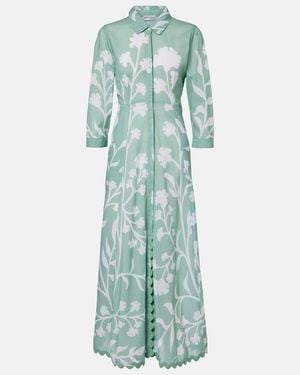 Juliet Dunn Vestido Camisero De Algodon Floral - Azul