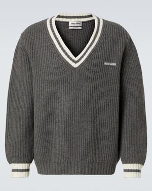Miu Miu Pullover Aus Wolle Und Kaschmir - Grau