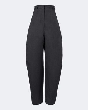 Balenciaga Wool Barrel-Leg Trousers - Blue