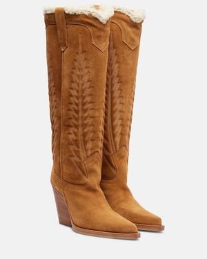 Paris Texas Winter El Dorado Suede Cowboy Boots - Brown
