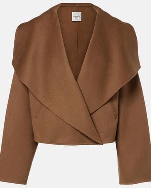 TOTEME Signature Cropped Wool Double Jacket - Brown