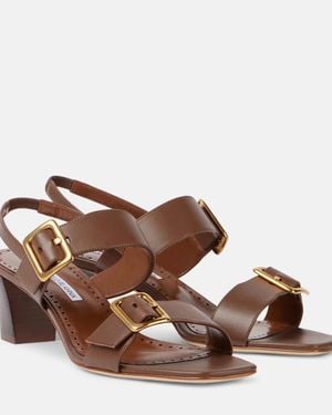 Manolo Blahnik Thalitsli Leather Sandals - Brown