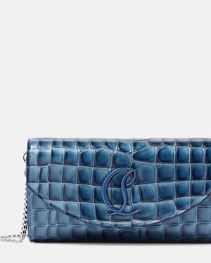 Christian Louboutin Loubi54 Croc-Effect Leather Wallet On Chain - Blue