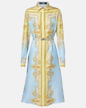 Versace Silk Dress With Belt - Blue