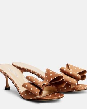 Mach & Mach Le Cadeau 65 Polka-Dot Satin Mules - Brown