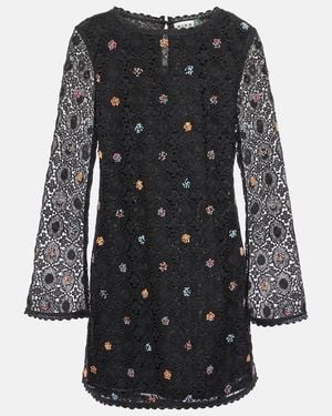 RIXO London Mylene Crochet Beaded Mini Dress - Black