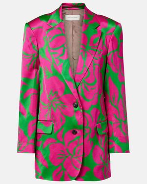 Dries Van Noten Floral Satin Blazer - Pink