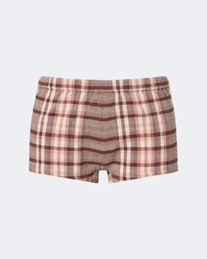 STAUD Shorts Nilo En Mezcla De Lino A Cuadros - Rosa