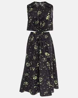 Proenza Schouler Printed Cutout Cotton Maxi Dress - Black