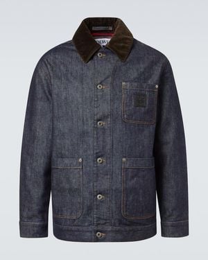 Loewe Denim Jacket With Logo Patch - Blue