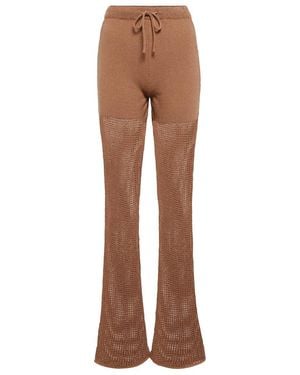 Nanushka Kaela Crochet High-Rise Flared Pants - Brown