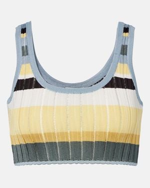 Alaïa Striped Cropped Tank Top - Blue