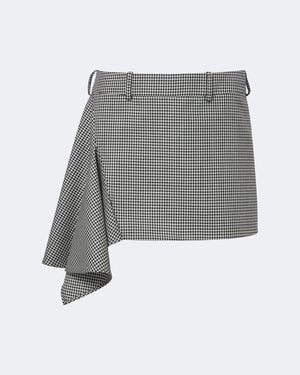 Givenchy Checked Draped Wool And Mohair Miniskirt - Grey
