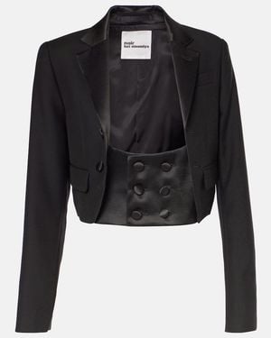 Noir Kei Ninomiya Cropped-Jacke Aus Wolle, Mohair Und Seide - Schwarz