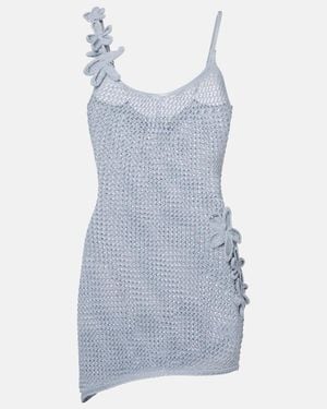 Bananhot Maris Open-Knit Lame Minidress - Blue