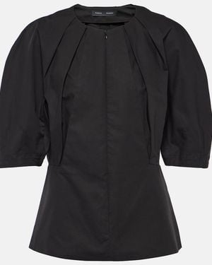 Proenza Schouler Georgia Pleated Cotton Poplin Top - Black
