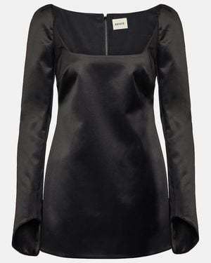 KHAITE Tate Satin Minidress - Black