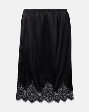 Nili Lotan Thea Lace-Trimmed Silk Midi Skirt - Black