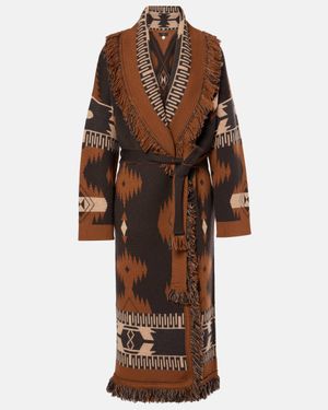 Alanui Icon Wool Jacquard Coat - Brown