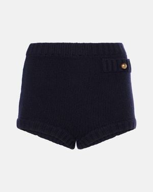 Chloé High-Rise Wool-Cashmere Shorts - Blue