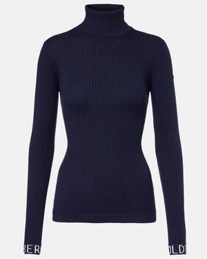 Goldbergh Mira Ribbed-Knit Turtleneck Ski Top - Blue