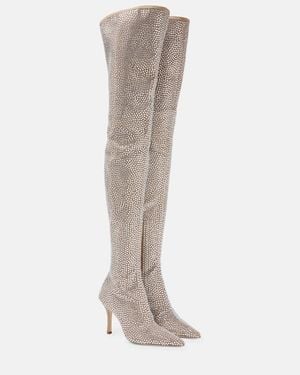 Paris Texas Embellished Over-The-Knee Boots - Brown