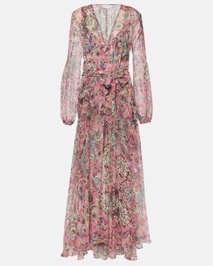 Veronica Beard Elvita Printed Silk Maxi Dress - Purple