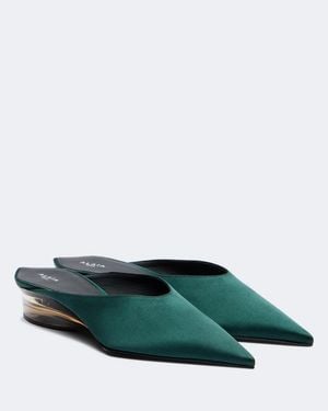 Alaïa Wedge-Mules Invisible Aus Satin - Grün