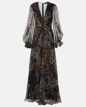Etro Printed Silk Gown - Black