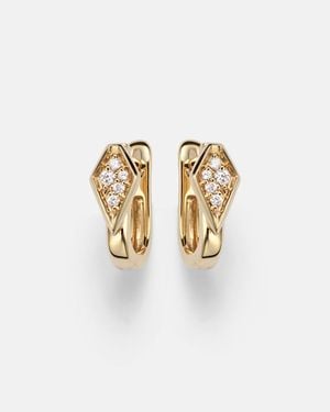 STONE AND STRAND Knife Edge Kite 14Kt Huggie Earrings With Diamonds - Metallic