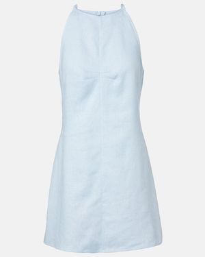 Asceno Antigua Linen Minidress - Blue