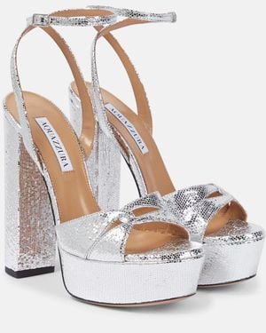Aquazzura Sinner Leather Platform Sandals - White