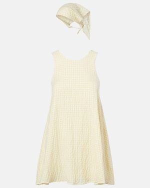 Montce Betsie Gingham Minidress And Scarf Set - White