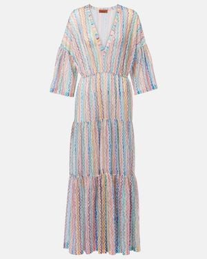 Missoni Zigzag Sheer Tiered Beach Dress - White
