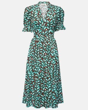 Diane von Furstenberg Erica Printed Cotton Midi Dress - Green
