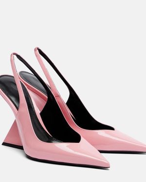 The Attico Cheope Patent Leather Slingback Wedges - Pink