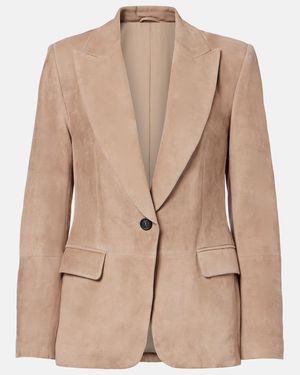 Brunello Cucinelli Suede Blazer - Natural