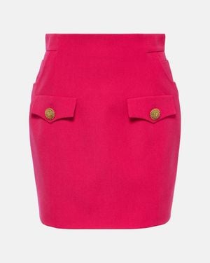 Balmain Virgin Wool Miniskirt - Pink