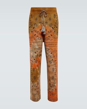 Alanui Bandana Piquet Jacquard Cotton Pants - Orange