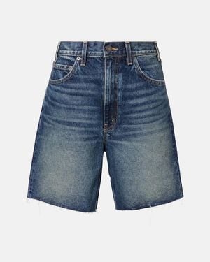 Nili Lotan Russel Mid-Rise Denim Shorts - Blue