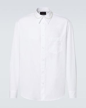 Simone Rocha Faux Pearl-Embellished Cotton Poplin Shirt - White