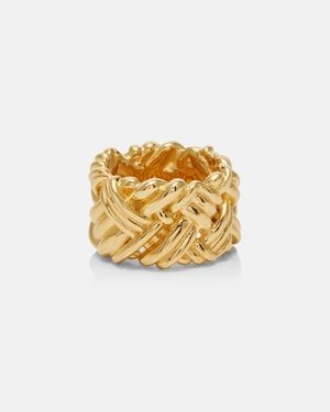 Bottega Veneta Intreccio-Plated Sterling Ring - Metallic