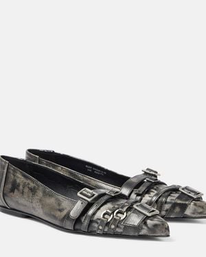 Acne Studios Bailarinas De Piel Con Hebilla - Negro