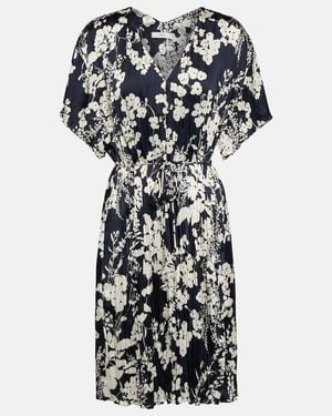 Vince V-Neck Floral Belted Minidress - Black