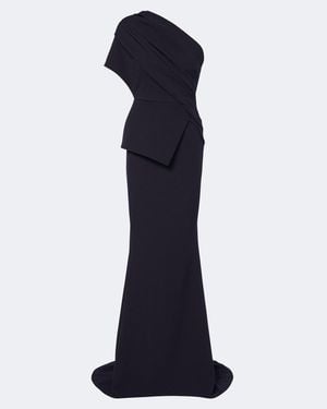 Safiyaa Elyna Asymmetric Crepe Gown - Blue