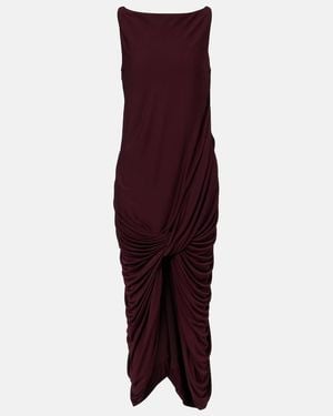 Loewe Knot-Front Draped Maxi Dress - Purple