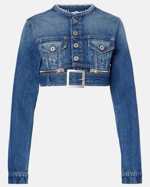 Jean Paul Gaultier Cropped Denim Jacket - Blue