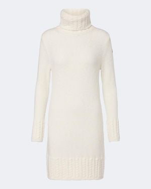 Moncler Robe En Alpaga Et Laine Melangee - Blanc