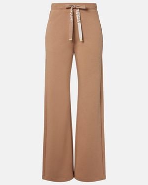 Max Mara Cotton-Blend Jersey Wide-Leg Sweatpants - Brown